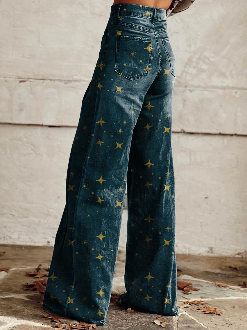 Cosmic Night Vintage Flared Pants
