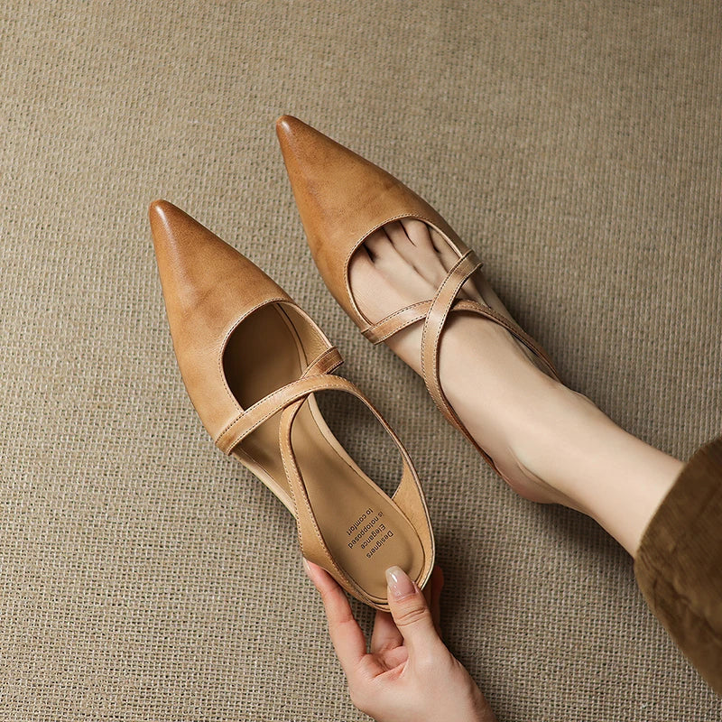 Ellena™| Pointy leather mules