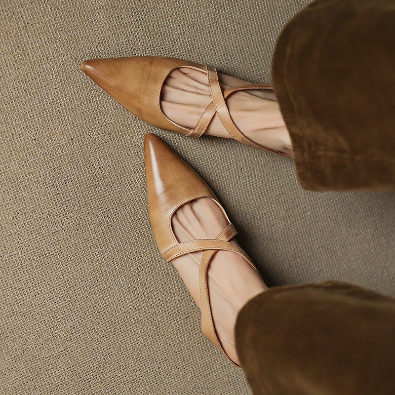 Ellena™| Pointy leather mules