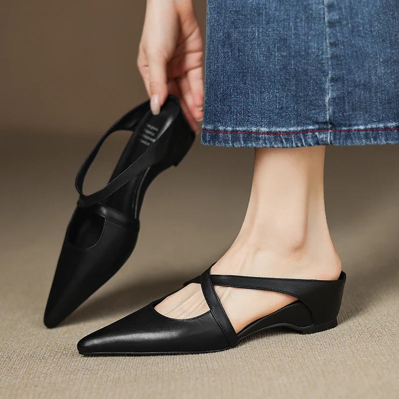 Ellena™| Pointy leather mules