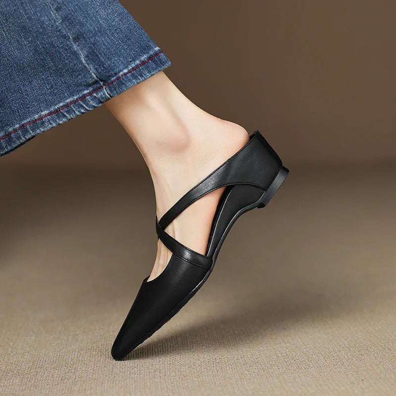 Ellena™| Pointy leather mules