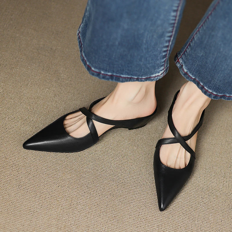 Ellena™| Pointy leather mules