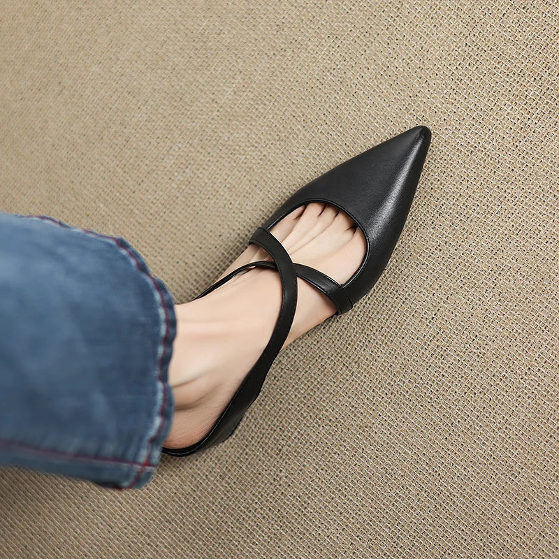 Ellena™| Pointy leather mules