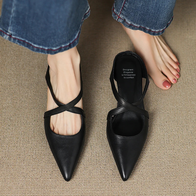 Ellena™| Pointy leather mules