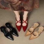 Ellena™| Pointy leather mules
