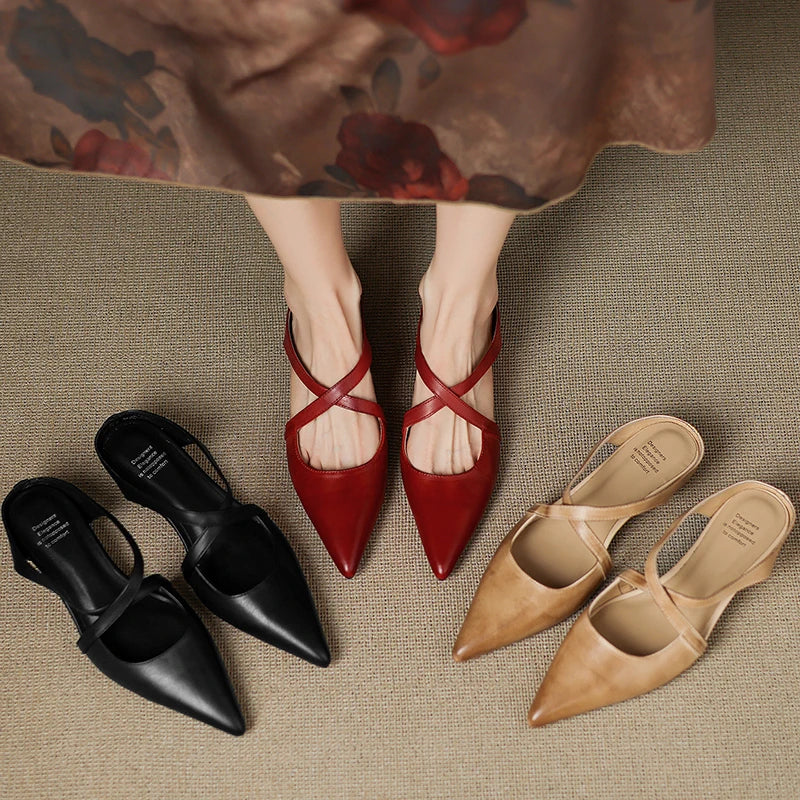 Ellena™| Pointy leather mules