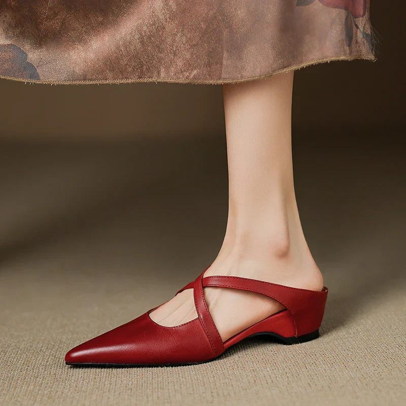 Ellena™| Pointy leather mules