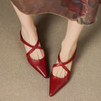 Ellena™| Pointy leather mules