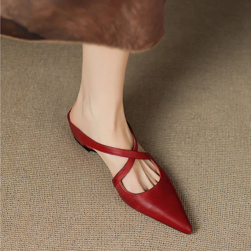 Ellena™| Pointy leather mules