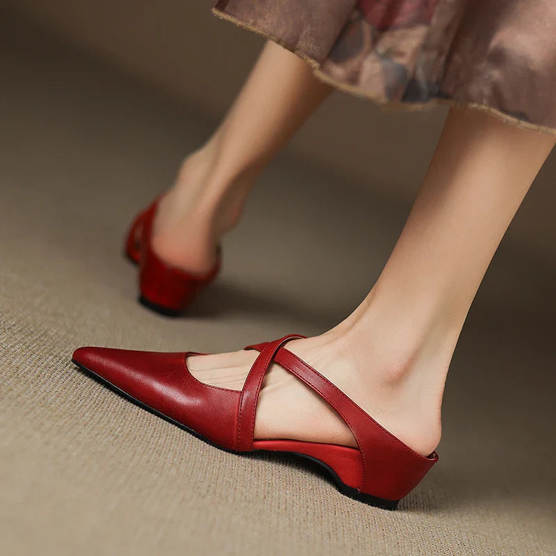 Ellena™| Pointy leather mules