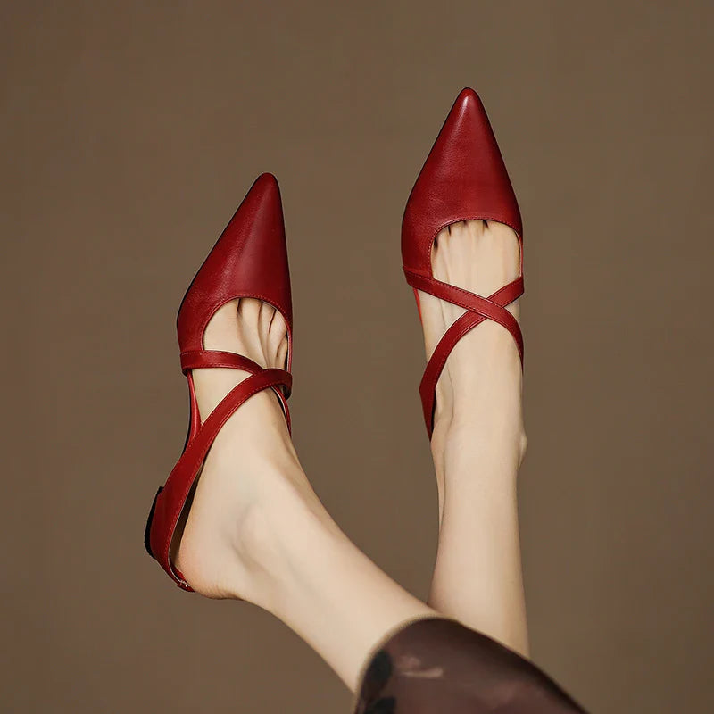 Ellena™| Pointy leather mules