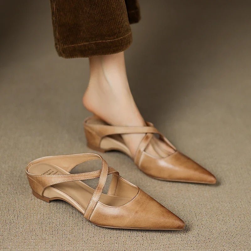 Ellena™| Pointy leather mules
