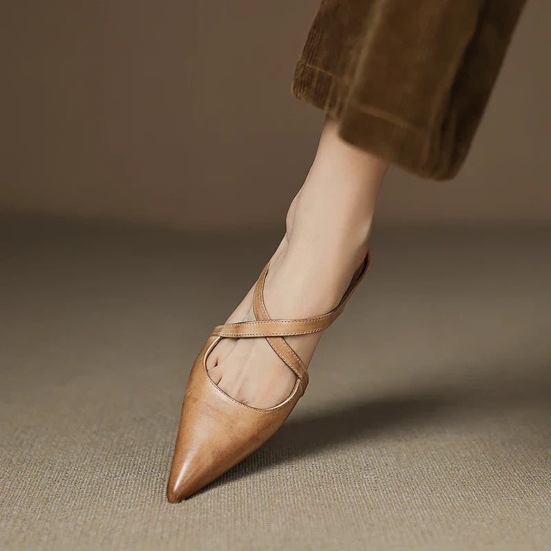 Ellena™| Pointy leather mules
