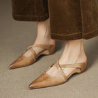 Ellena™| Pointy leather mules