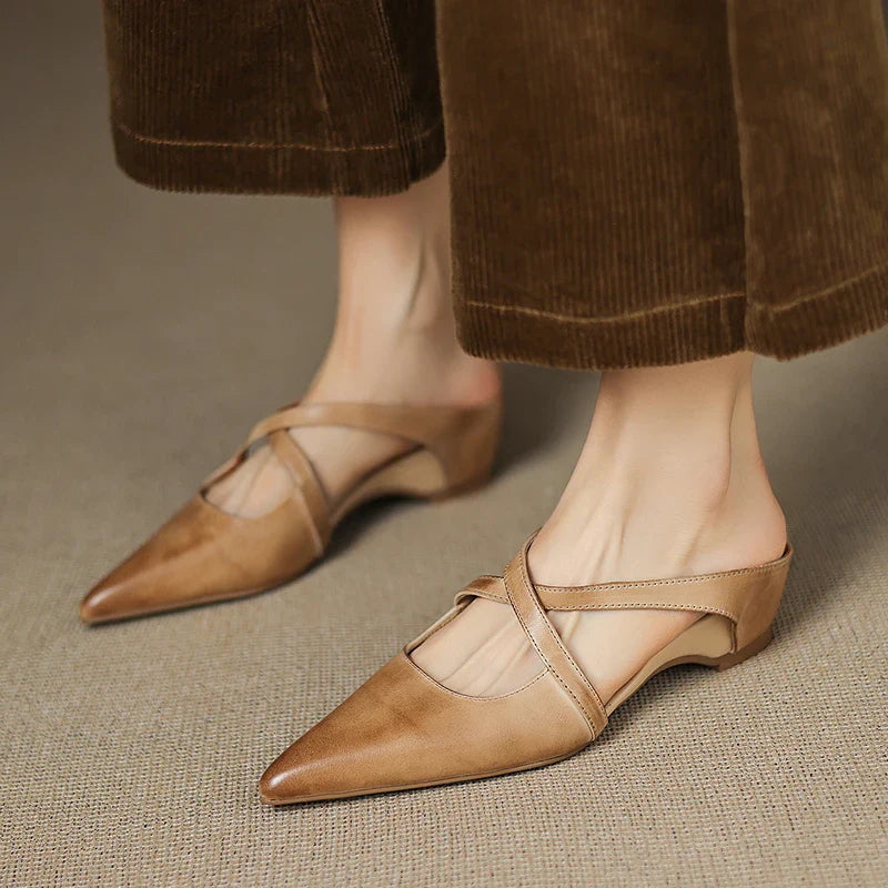 Ellena™| Pointy leather mules