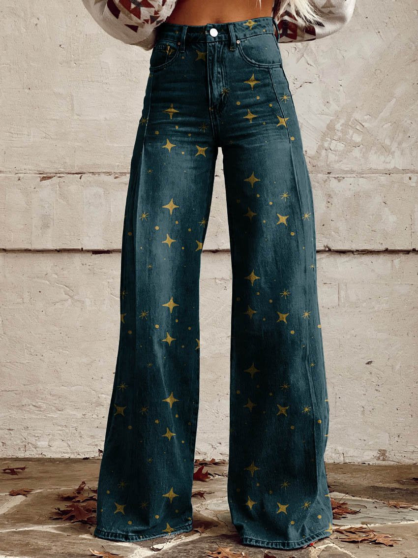 Cosmic Night Vintage Flared Pants