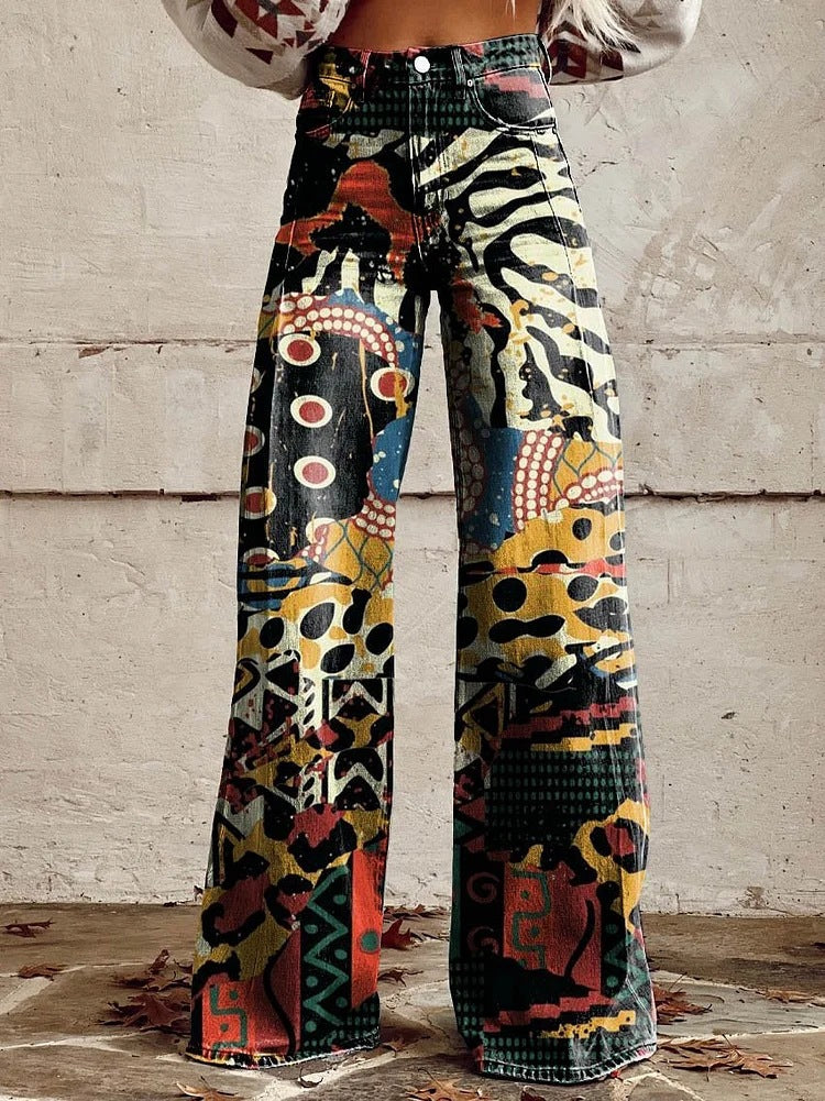 Mosaic Rhythm Vintage Flared Pants