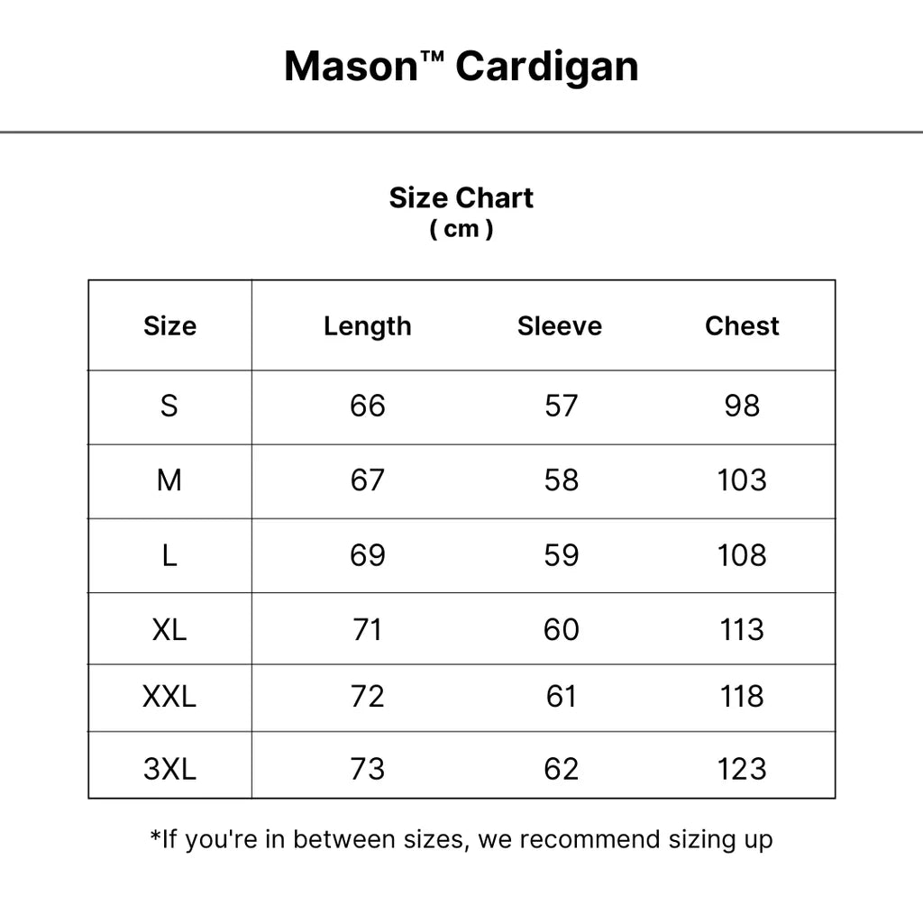 Mason™ | Refined Wool Zip Cardigan size guide