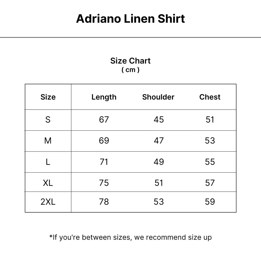 Adriano Costa™ | Linen Shirt size guide