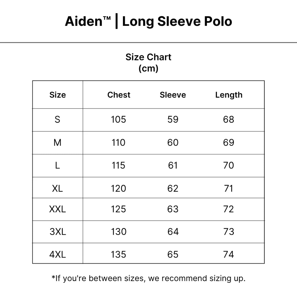 Aiden™ | Long Sleeve Shirt size guide