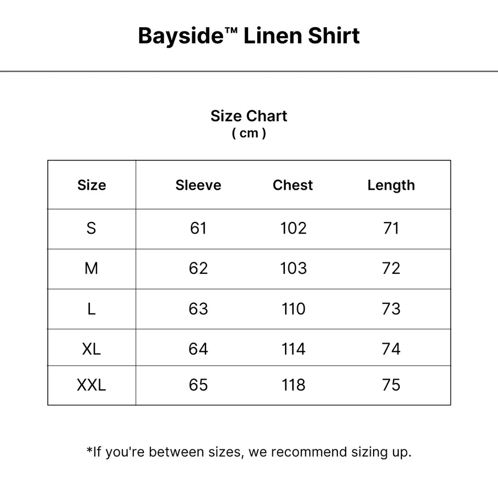 Bayside™ | Lightweight Linen Shirt size guide