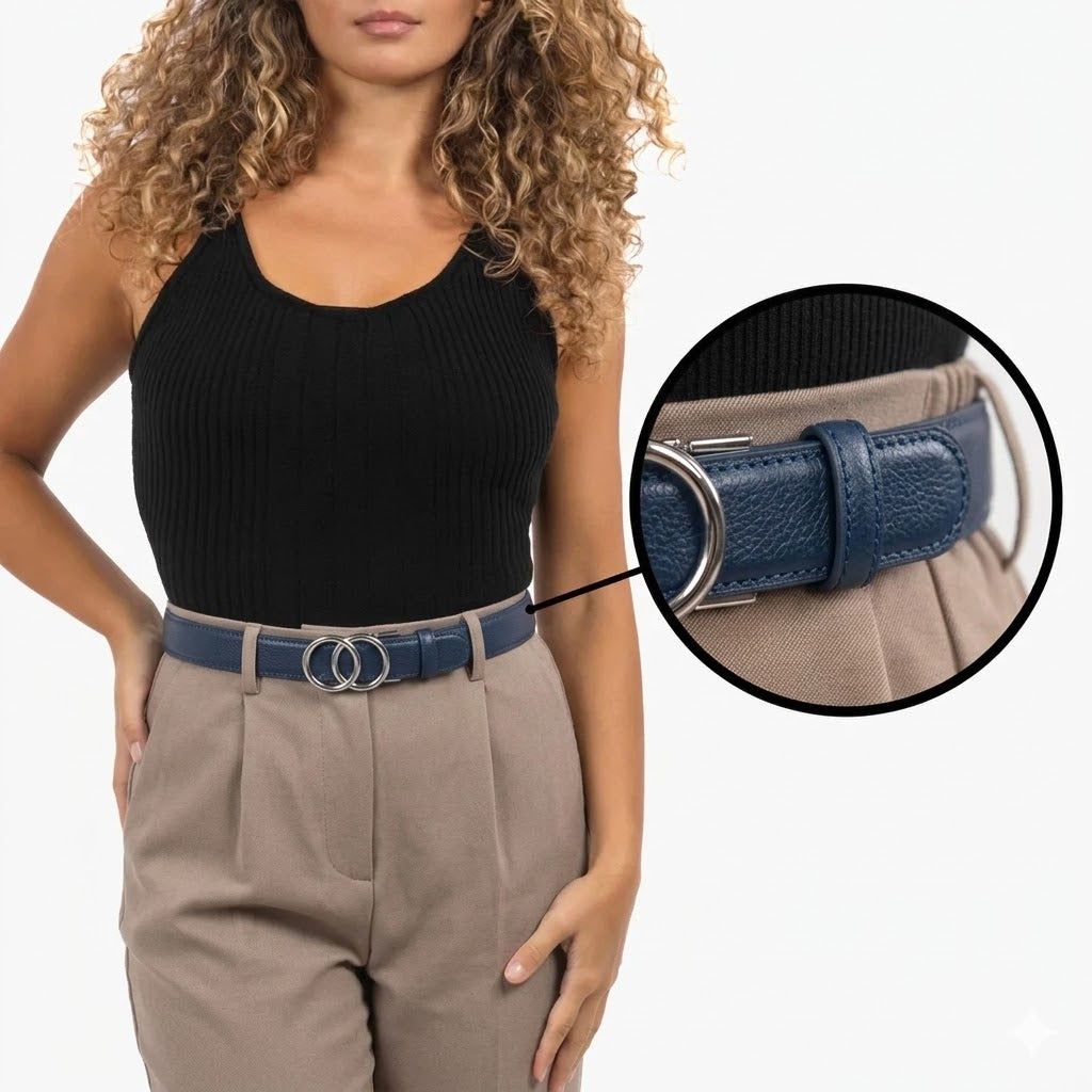 The Olivia™ Double-Ring Belt - Blue