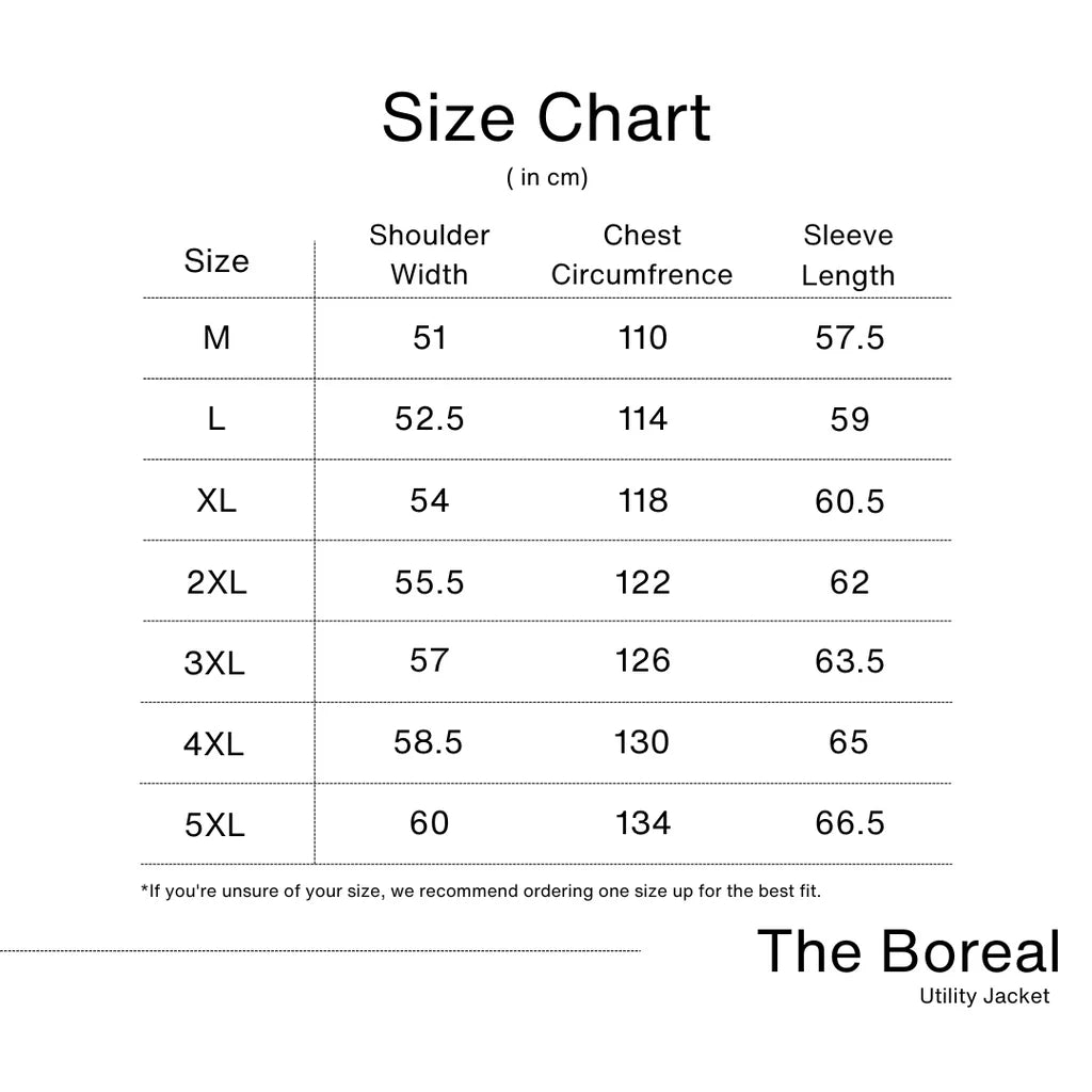 The Boreal™ | Utility Jacket size guide