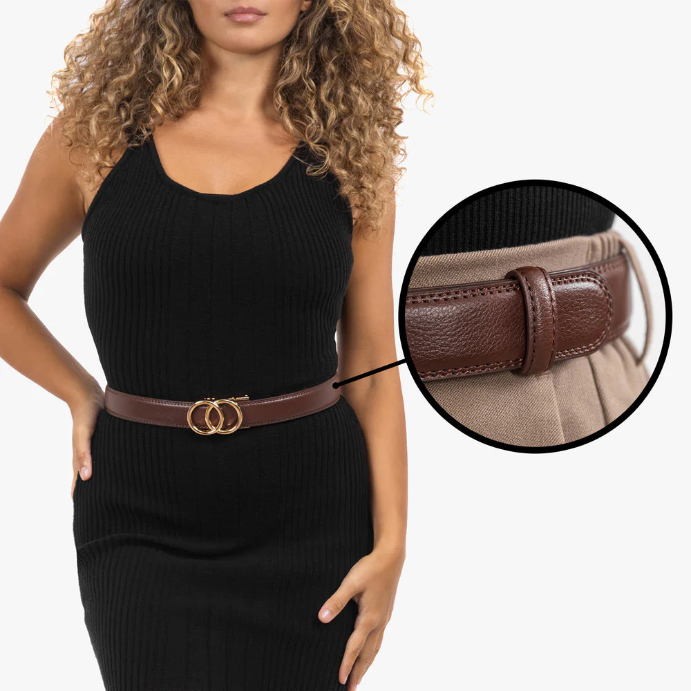 The Olivia™ Double-Ring Belt - Brown