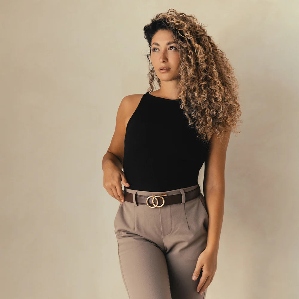 The Olivia™ Double-Ring Belt - Brown