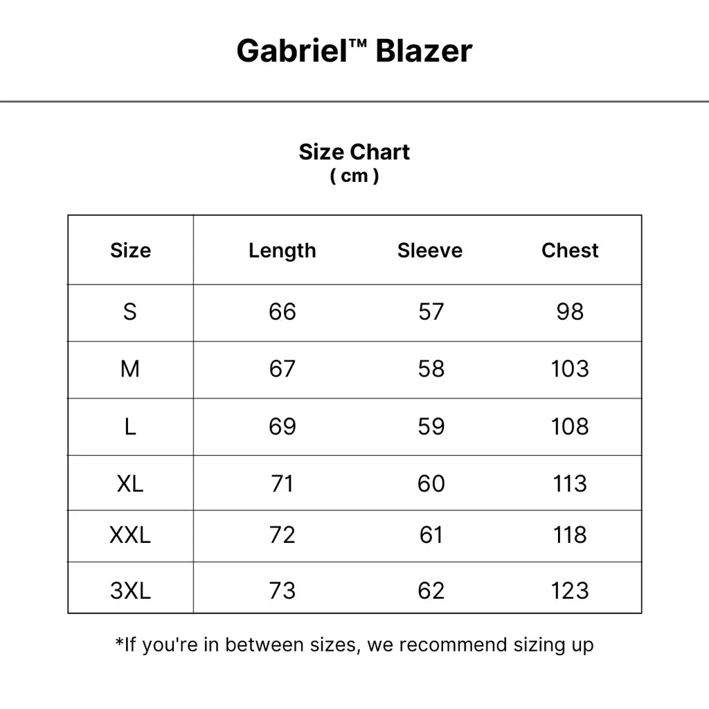 Gabriel™ | Refined Wool Blazer size guide
