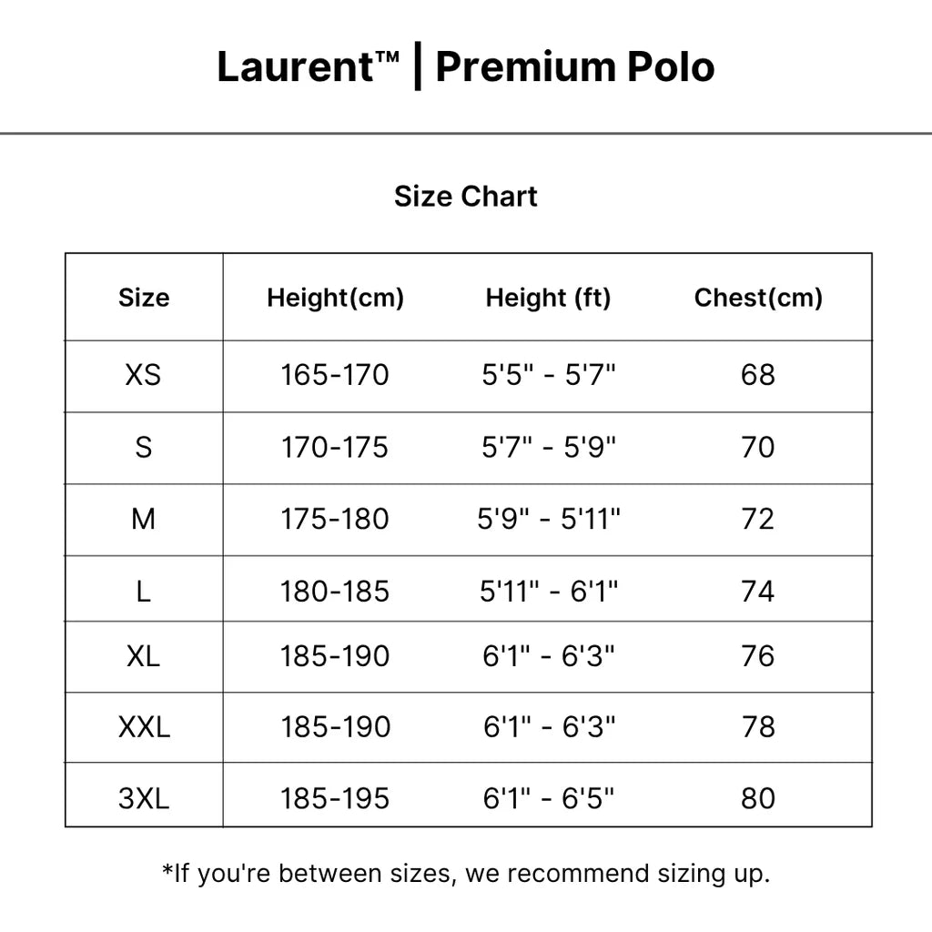 Laurent™ | Premium Polo size guide