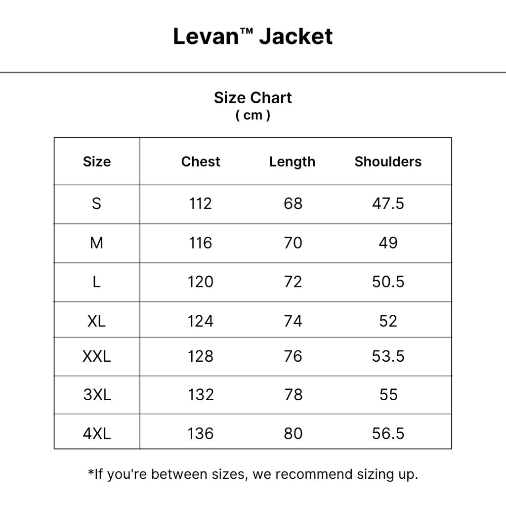 Levan™ | Elegant Seasonal Jacket size guide