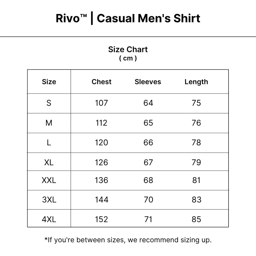 Rivo™ | Casual Men's Shirt size guide