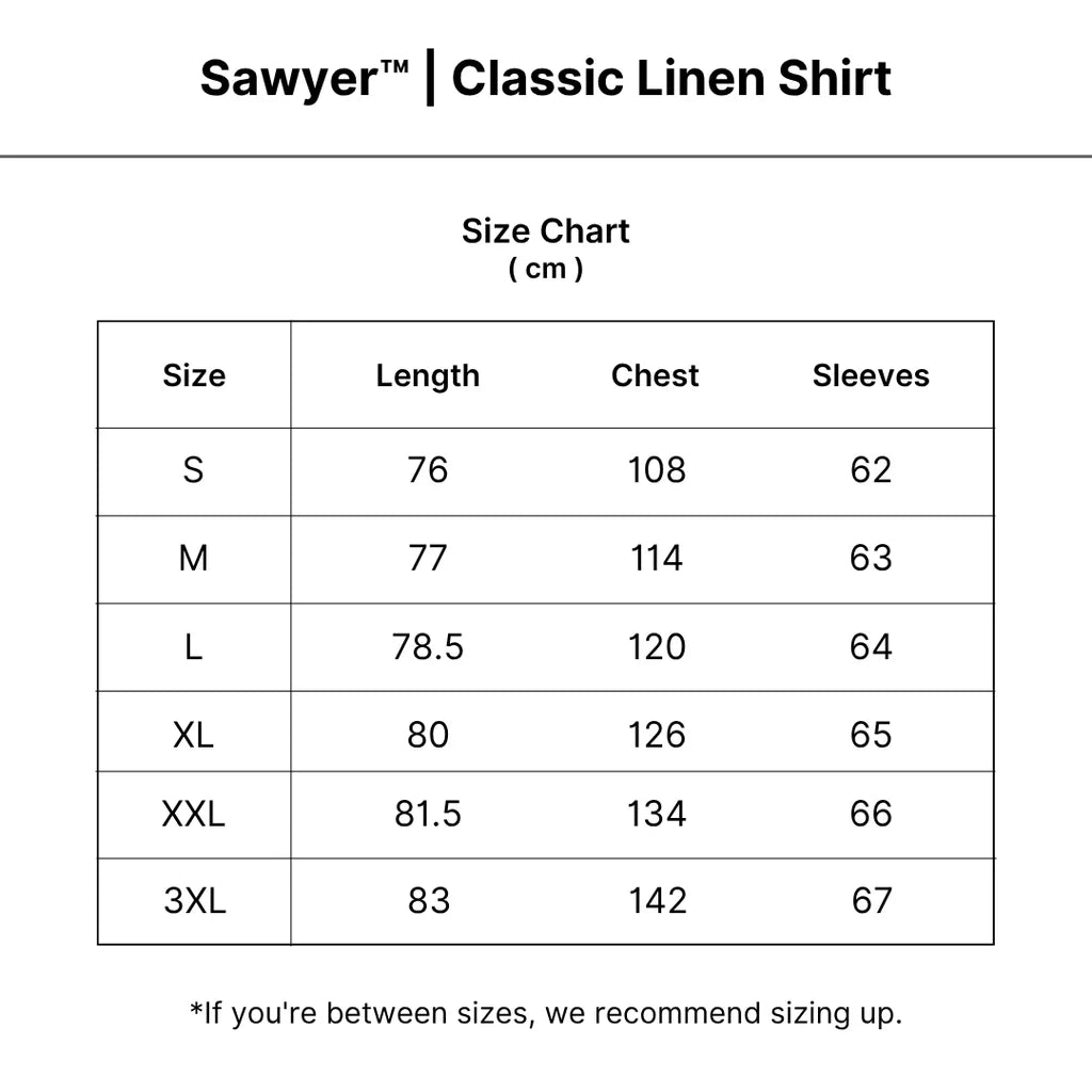 Sawyer™ | Classic Linen Shirt size guide