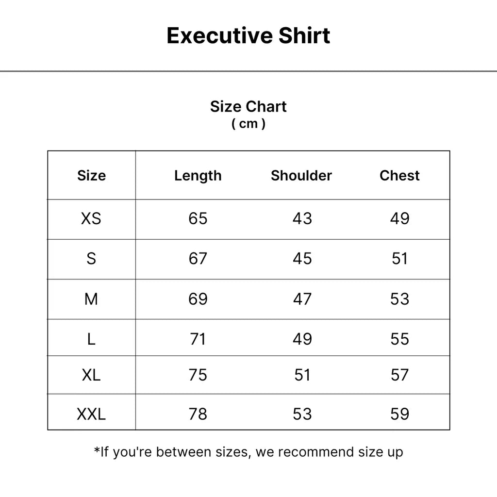 The Executive ™ | Tailored Shirt size guide